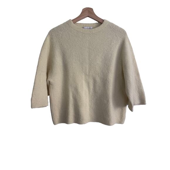 BIANCO & BLU Sweaters - Bianco & Blu Women's Large Wool Yellow Sweater Cropped Sleeve Italy Spring